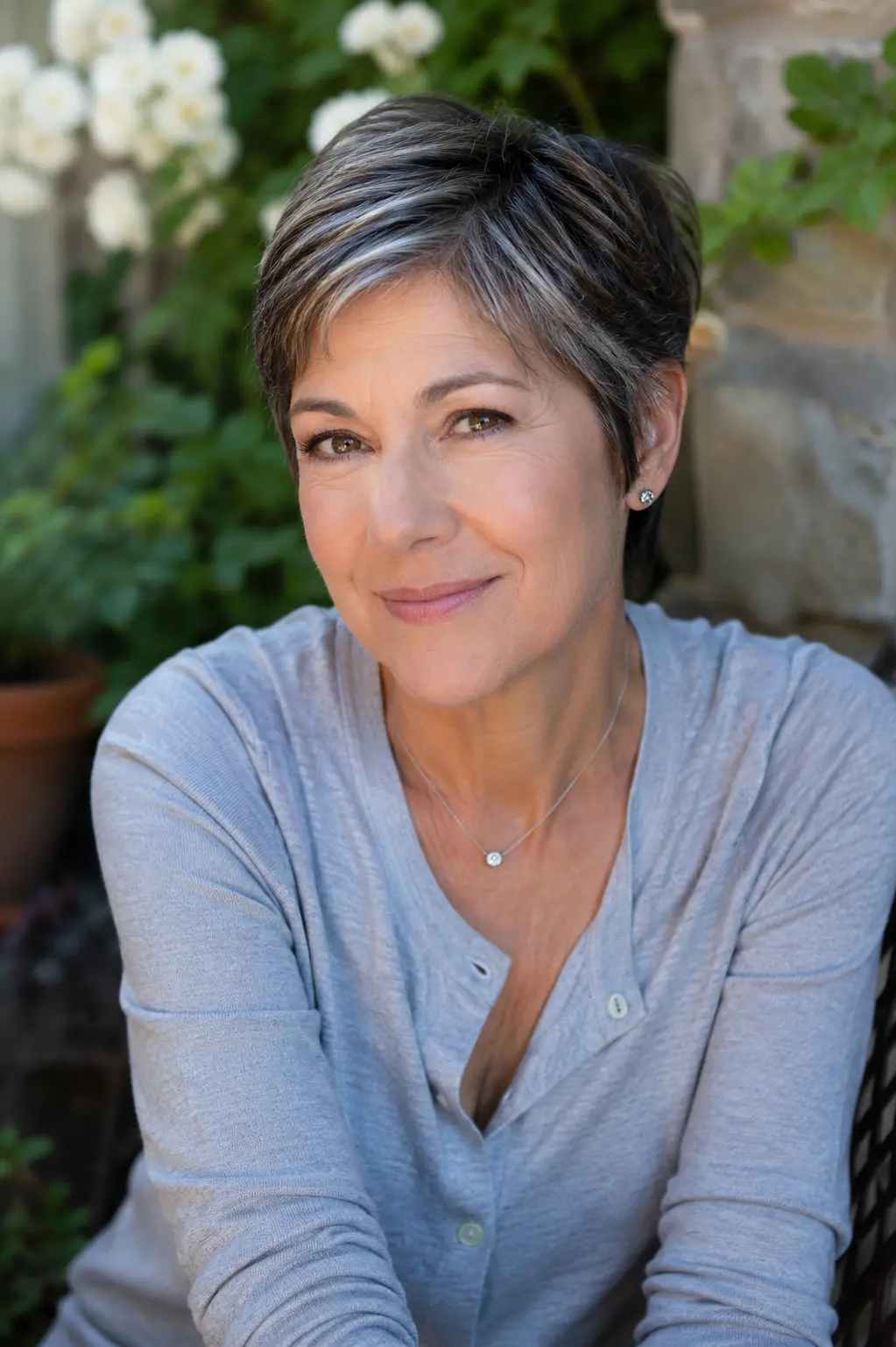 Short Pixie with Highlighted Silver Strands 1
