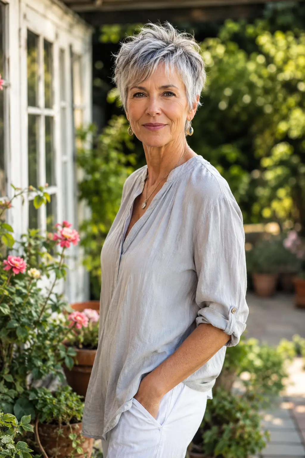 Textured Pixie Cut for Gray Hair 1