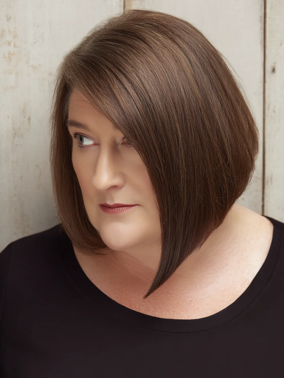 angled long bob with subtle layers