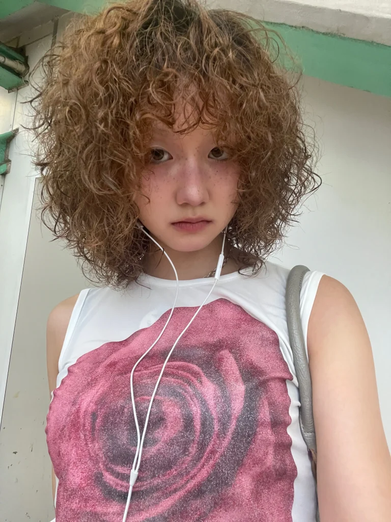 Japanese digital perm result — Japan curly hair achieved through digital perm technique