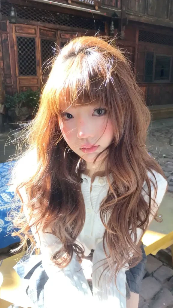 Japan curly hair with tight coils — bold curly texture on Japanese woman
