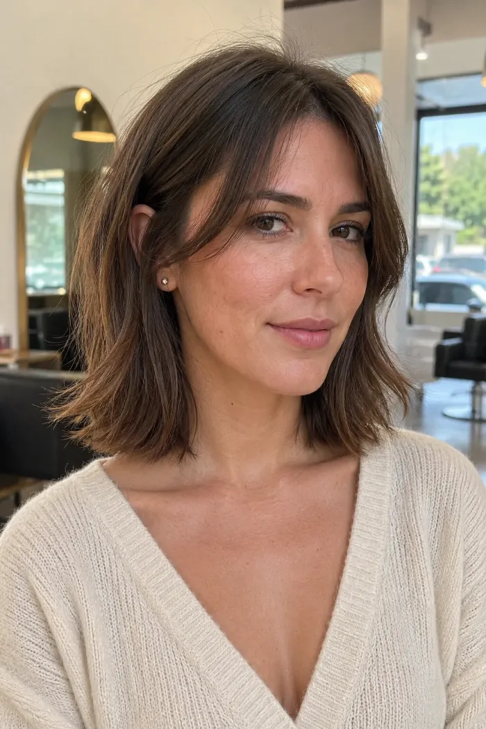 minimal shag lob with invisible layers