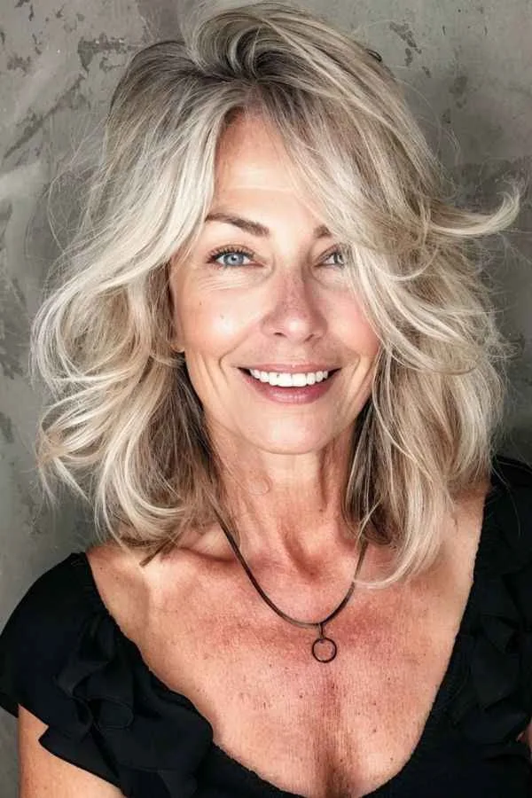 layered shag with face framing highlights