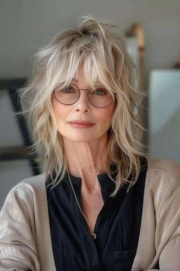 golden blonde tousled shag