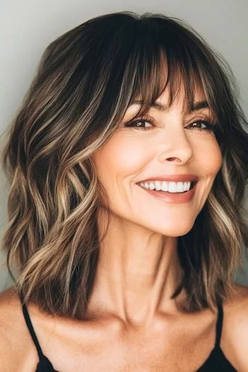 shoulder length hair with bangs over 60 12