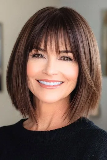 shoulder length hair with bangs over 60 18