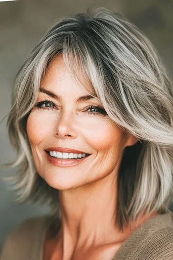 shoulder length hair with bangs over 60 28