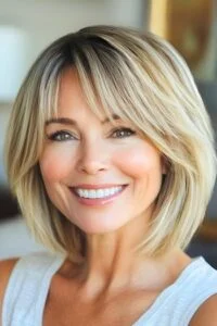 shoulder length hair with bangs over 60 35